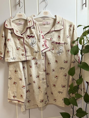 بجامه الماما والبيبي -بيج