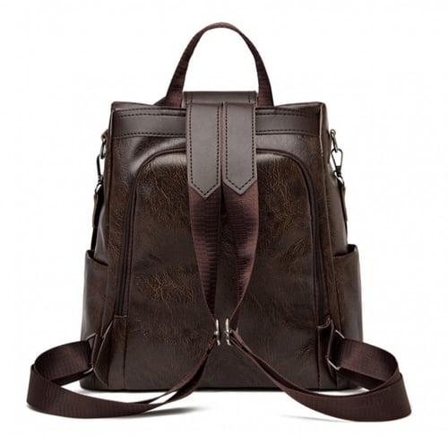 شنطه ظهر جلد لونين بني - اسود