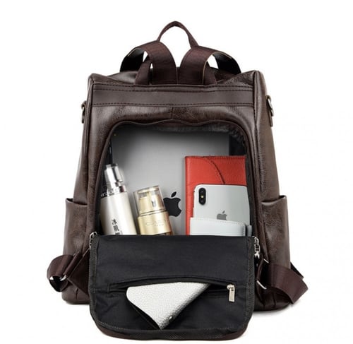 شنطه ظهر جلد لونين بني - اسود