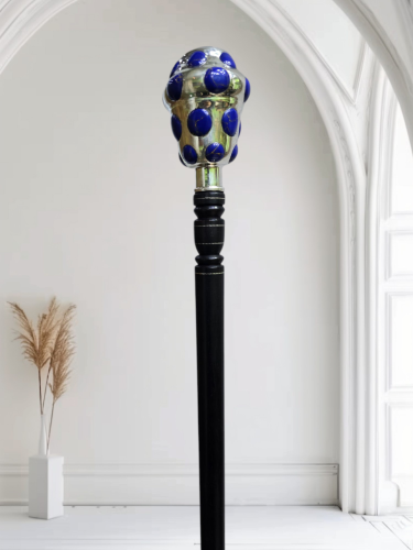 عكاز ملكي من خشب الابنوس برأس فضه عيار 1000مطعمه ب...