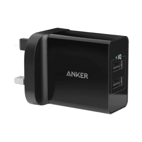 انكر شاحن جداري 24 واط بمنفذين USB للشحن