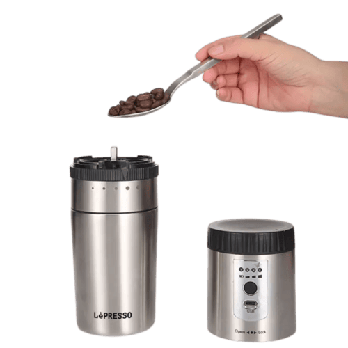 ماكينة صنع القهوة المحمولة LePresso مع مطحنة القهو...