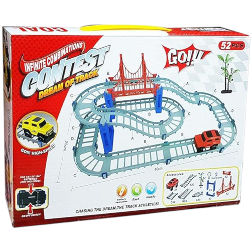 لعبة تصميم مسارات سيارات السباق الممتعة - 52 قطعة...