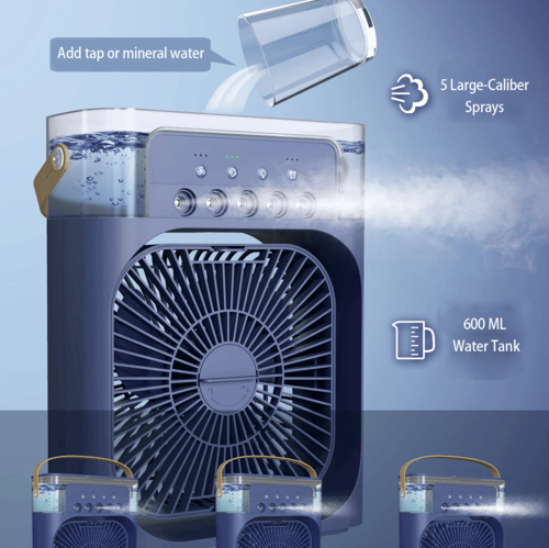 مروحة تكييف محمولة مع 3 سرعات للرياح، بسعة 600 مل،...