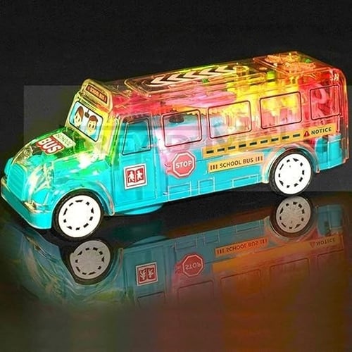 لعبة حافلة مدرسية شفافة دوران 360 درجة محاكاة الصو...