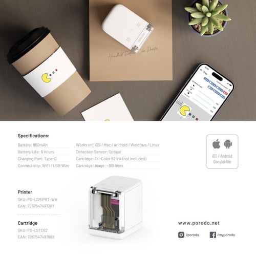 طابعة يدوية محمولة من بورودو للطباعة الفورية الملو...