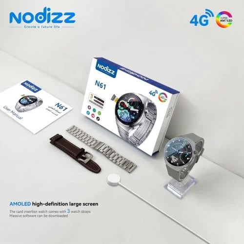 ساعة Nodizz N61 الذكية 4G بنظام Android 8.1 مع بصم...