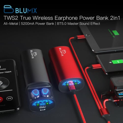 بلومكس سماعة أذن لاسلكية BLUMIX TWS2 مع باور بانك...