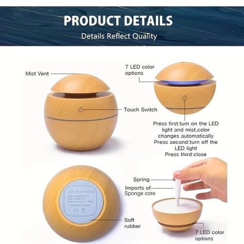 مرطب على شكل كرة، صغير الحجم يعمل بمنفذ USB لغرفة...