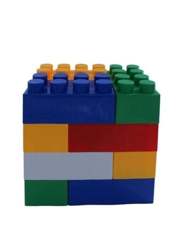 مجموعة أحجار البناء البلاستيكية القطع الكبيرة- 12...