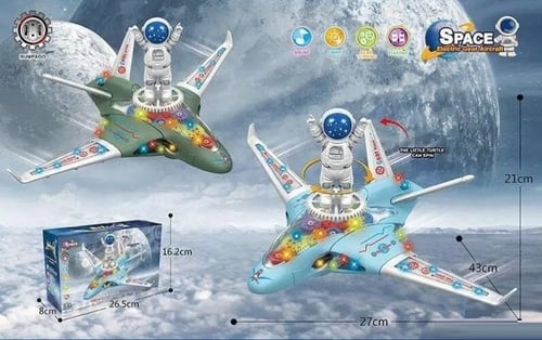 طائرة روبوت مع شخصية رجل الفضاء دوارة 360 درجة مع...
