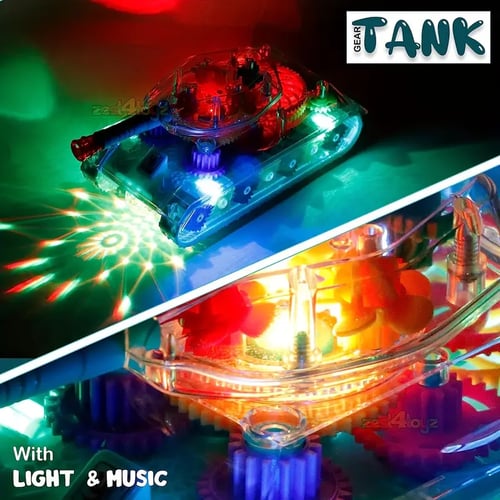 لعبة دبابة التروس بالتصميم الشفاف دوران 360 درجة م...