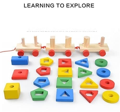 لعبة المكعبات الخشبية -سيارة المكونة من ثلاثة أقسا...