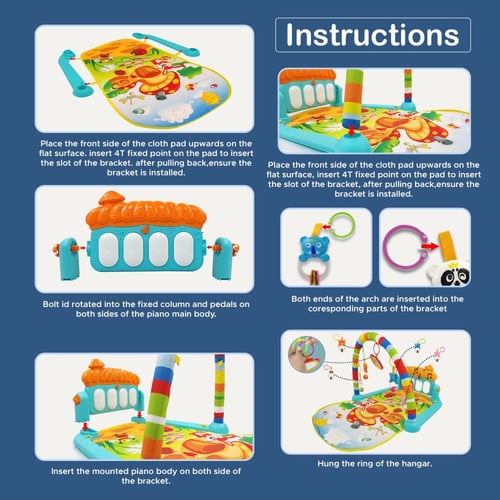 بساط لعب للأطفال الرضع مع لوحة مفاتيح موسيقية