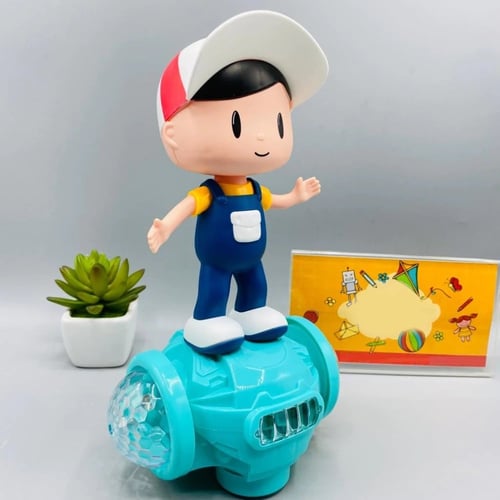 دمية سكوتر مع صبي موسيقي تدور 360 درجة مع ضوء 5D و...