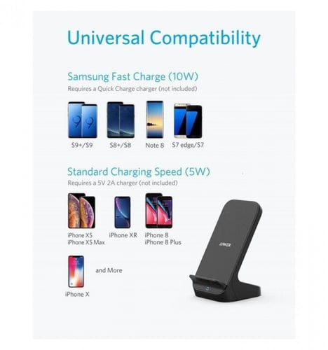 انكر باورويف حامل شاحن لاسلكي سريع - أسود-رصاصى