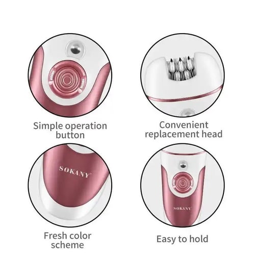 جهاز إزالة الشعر للنساء 4 في 1، مزود بضوء ليد , مل...