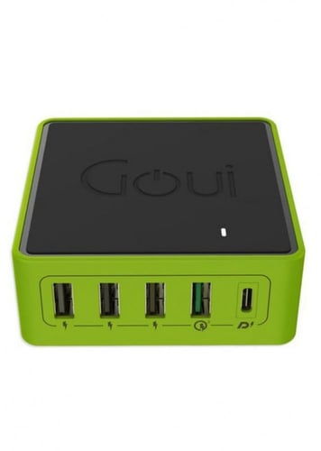 قووي منصة شحن خمسة مخارج، 36 واط، أسود