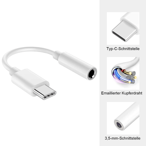 تحويلة من يو اس بي سي الى مدخل سماعات 3.5مم أبيض