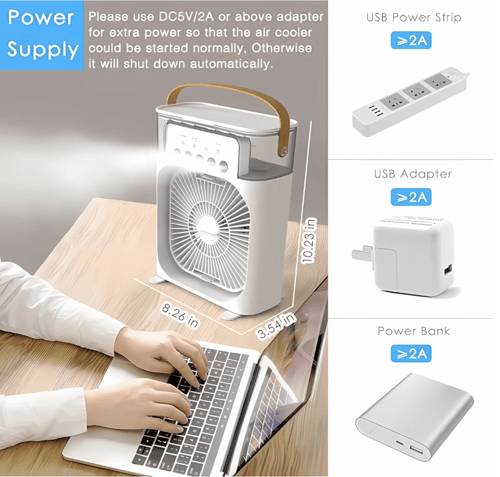 مروحة تكييف محمولة مع 3 سرعات للرياح، بسعة 600 مل،...