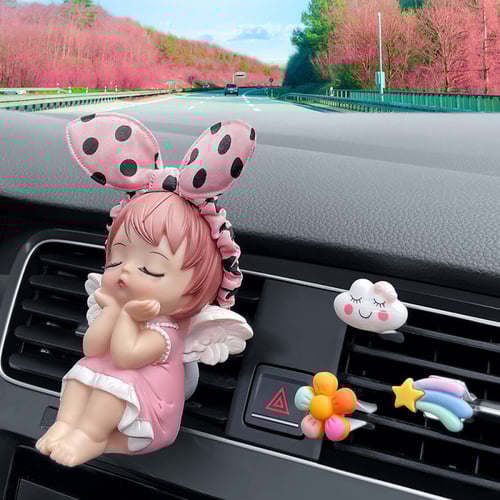 مجموعة مشبك معطر للسيارة بتصميم الملاك اللطيف لتزي...