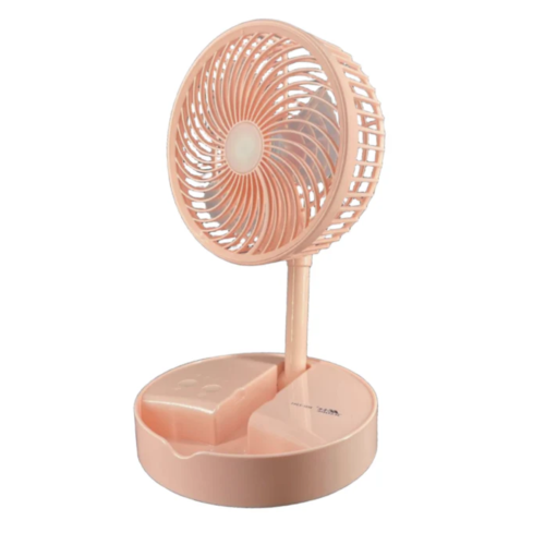 مروحة طاولة مع ضوء LED قابلة للشحن , قابلة للطي -...