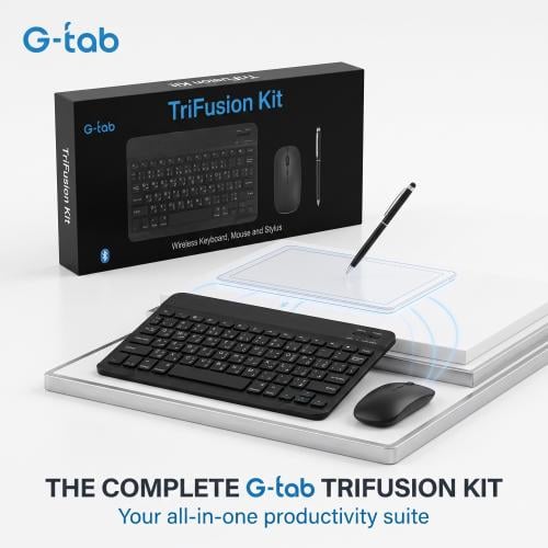 طقم ملحقات جي تاب TriFusion Kit – لوحة مفاتيح لاسلكية + ماوس + قلم لمس