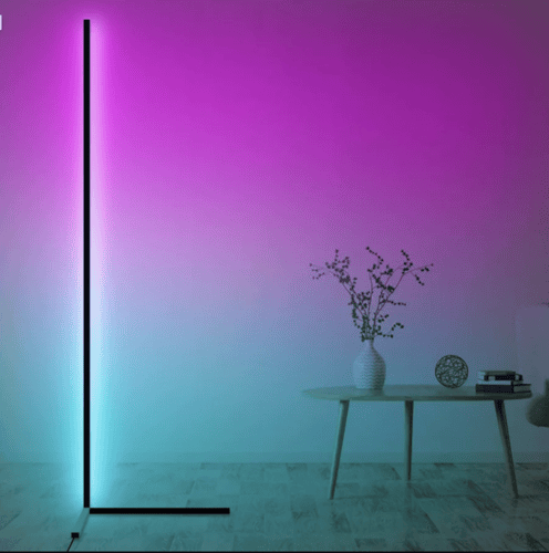 مصباح أرضي للزاوية، متغير الألوان، قائم بطول 120 س...