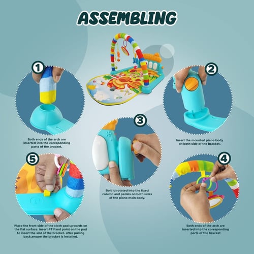 بساط لعب للأطفال الرضع مع لوحة مفاتيح موسيقية