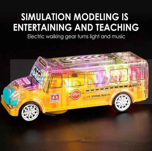 لعبة حافلة مدرسية شفافة دوران 360 درجة محاكاة الصو...