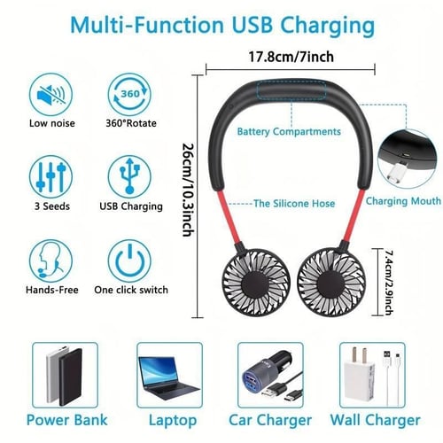 مروحة الرقبة الرياضية USB ZY-A1 قابلة للارتداء مع...