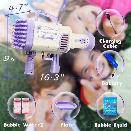 مسدس الفقاعات المميزة مع الاضاءة الجذابة , بطارية...