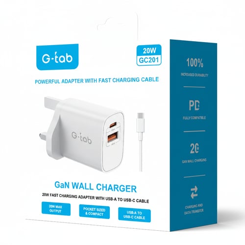 شاحن جداري جي تاب G-Tab GC201 بتقنية غان 20 واط وم...