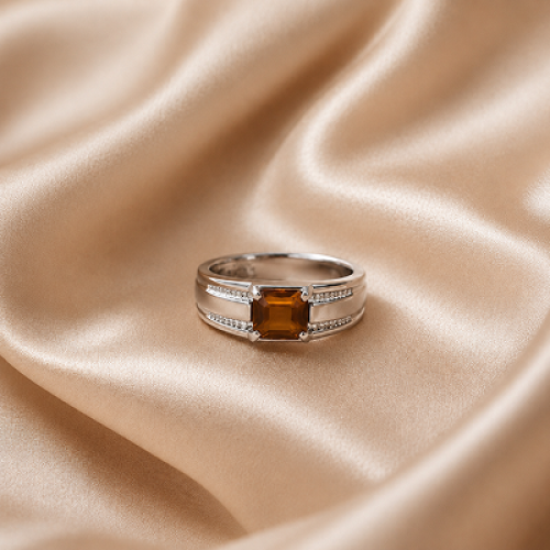 Men's silver ring 925 karat and sapphire stone