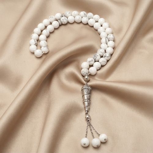 سبحة حجر لابردايت وشراب فضة عيار 925