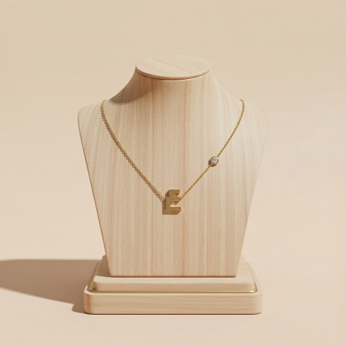 سلسال حرف فضة عيار 925 مطلي ذهب و زركون (يتم التوا...