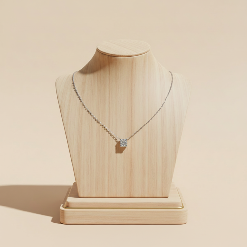 سلسال مربع الشكل من الذهب الأبيض