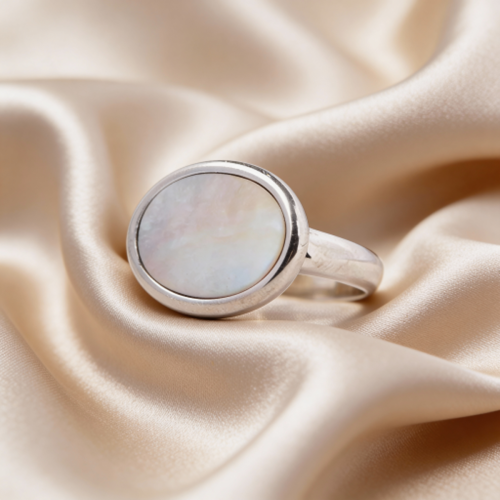Royal silver ring 925 alloy and shell stone