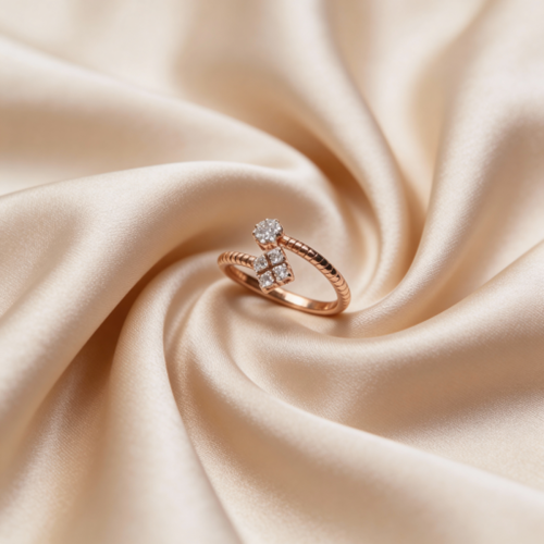 خاتم نسائي ذهب عيار 18 مرصع بالزركون