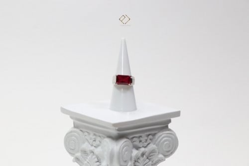 خاتم رجالي فضة 925 و حجر روبي طبيعي معالج