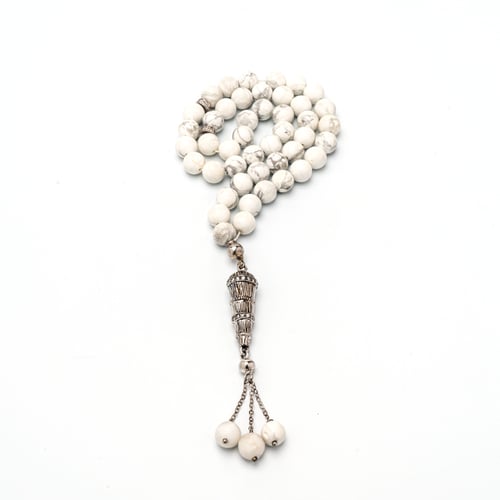 سبحة حجر لابردايت وشراب فضة عيار 925