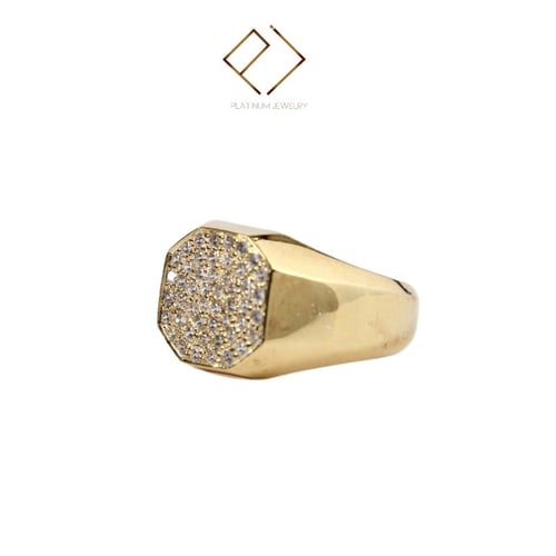 خاتم فضة عيار 925 مطلي ذهب مرصع بحبات الزركون الصا...