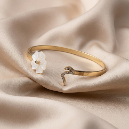 اسوارة فضه عيار 925 مطلي ذهب اصفر و زركون