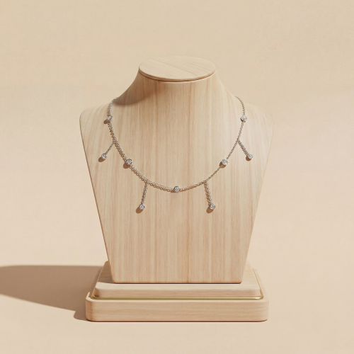 سلسال فضة مرصع بحبات زركون