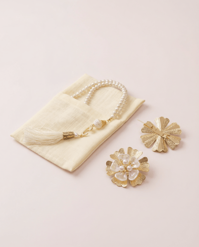 6 حبات - حقائب سبحة اللؤلؤ مغلقة ببروش ذهبي