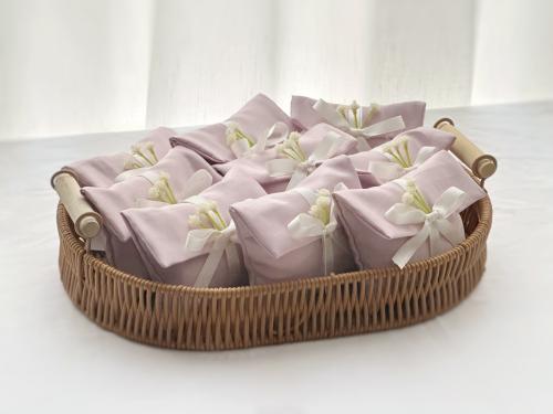 مجموعة حقائب المسك مزينة بالدانتيل - بيضاوي