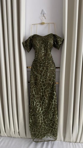 فستان ترتر لامع بلونين فاخرين (زيتي – بني شوكولاتة...