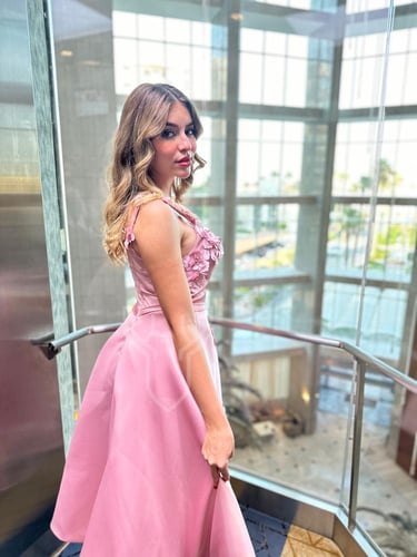 فستان سهره وردي ميكادو