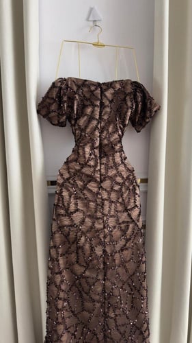 فستان ترتر لامع بلونين فاخرين (زيتي – بني شوكولاتة...