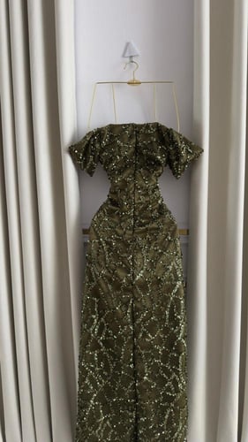 فستان ترتر لامع بلونين فاخرين (زيتي – بني شوكولاتة...